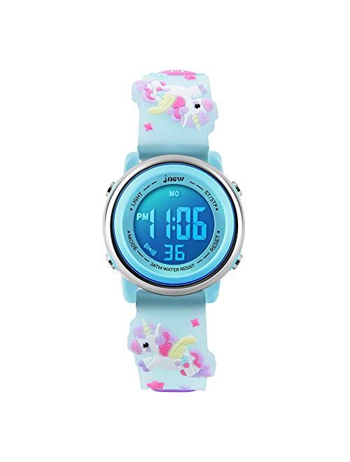 L LAVAREDOKids Watches Girl Watches Ages 3-12 Sports Waterproof 3D Cute Cartoon Digital 7 Color Lights Wrist Watch for Kids