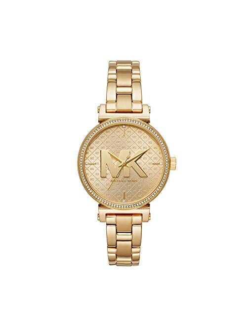 Michael Kors Women's Sofie Quartz Watch with Stainless-Steel-Plated Strap, Gold, 14 (Model: MK4334)