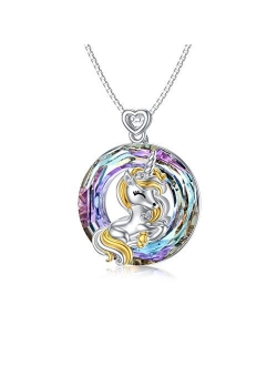 TOUPOP [Horse/Giraffe/Unicorn] Necklace s925 Sterling Silver Pendant Necklace Jewelry with Crystal, Birthday Christmas Mother’s day Gifts