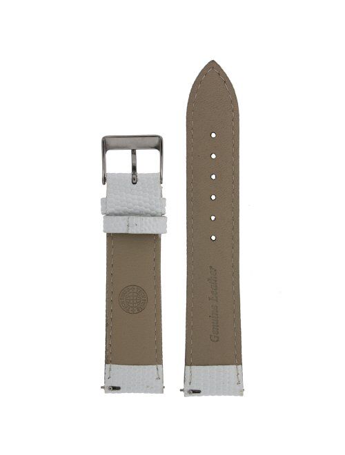 12mm Watch Band Genuine Leather Lizard Grain White Quick Release Built-in Pins Ladies Strap