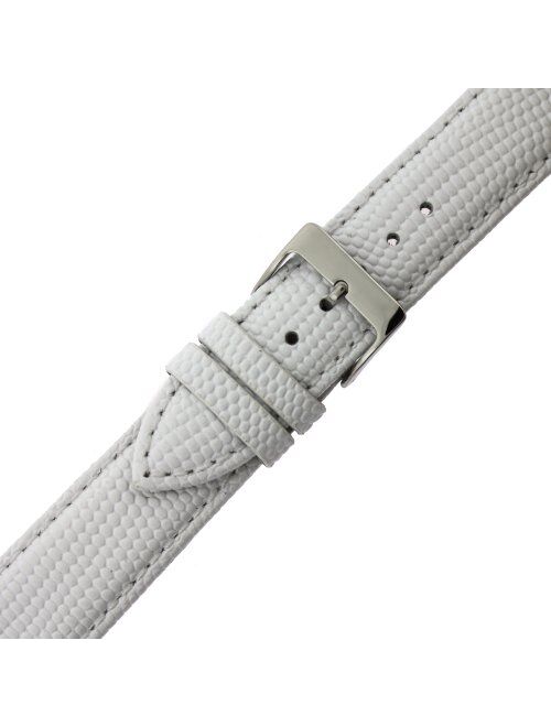 12mm Watch Band Genuine Leather Lizard Grain White Quick Release Built-in Pins Ladies Strap