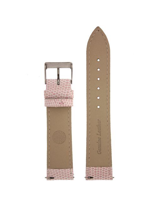 12mm Watch Band Genuine Leather Lizard Grain Pink Quick Release Built-in Pins Ladies Strap