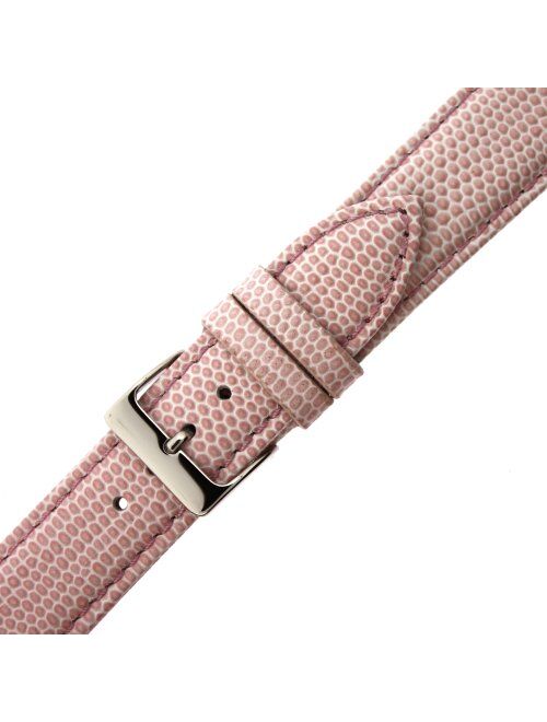 12mm Watch Band Genuine Leather Lizard Grain Pink Quick Release Built-in Pins Ladies Strap