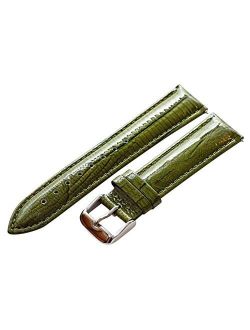 20mm 2 Piece Ss Leather Lizard Grain Olive Green Interchangeable Replacement Watch Band Strap