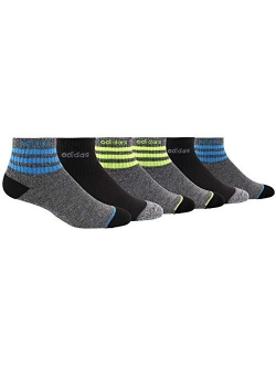 Youth Kids-Boy's/Girl's 3-Stripes Quarter Socks (6-Pair)