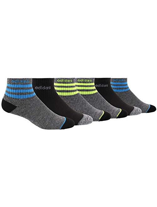 adidas Youth Kids-Boy's/Girl's 3-Stripes Quarter Socks (6-Pair)