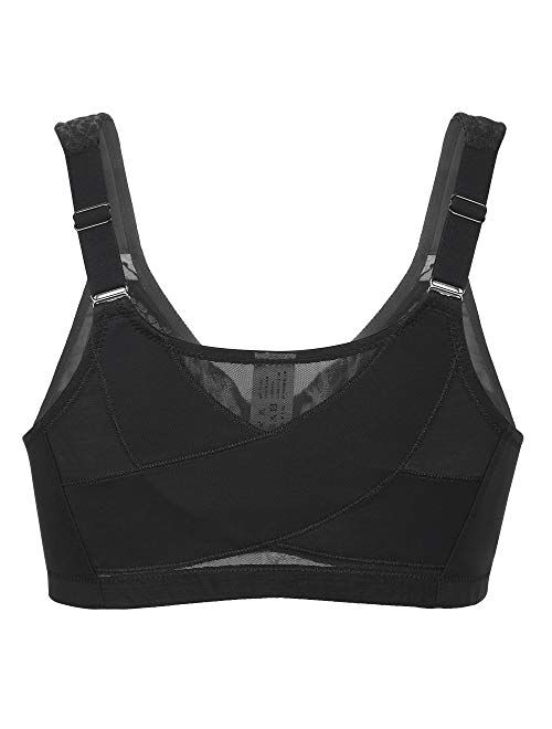 DotVol Women's Full Figure Front Closure Wirefree Jacquard Back Support Posture Corrector Bra