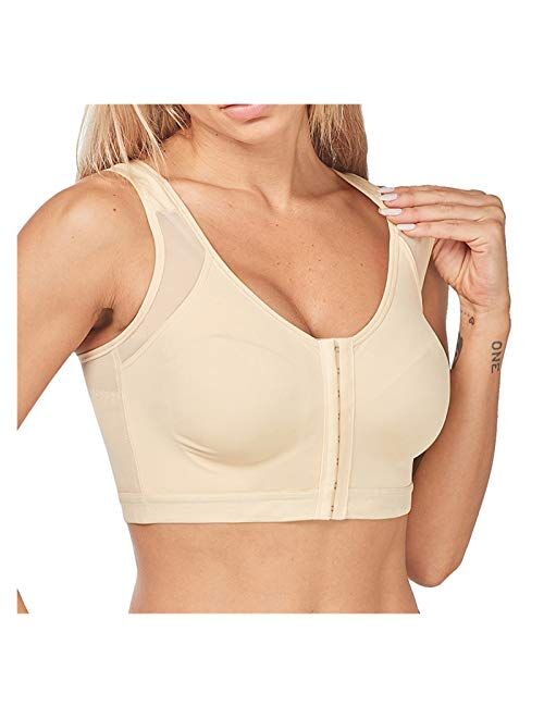 Posture Corrector Lift Up Bra Women Shockproof Sports Support Fitness Vest Bras Breathable Underwear Cross Back Corset Bra (Color : Beige, Size : Large)