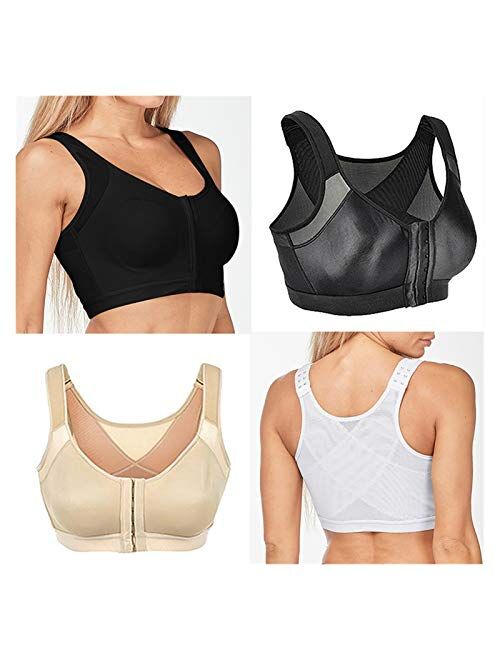 Posture Corrector Lift Up Bra Women Shockproof Sports Support Fitness Vest Bras Breathable Underwear Cross Back Corset Bra (Color : Beige, Size : Large)