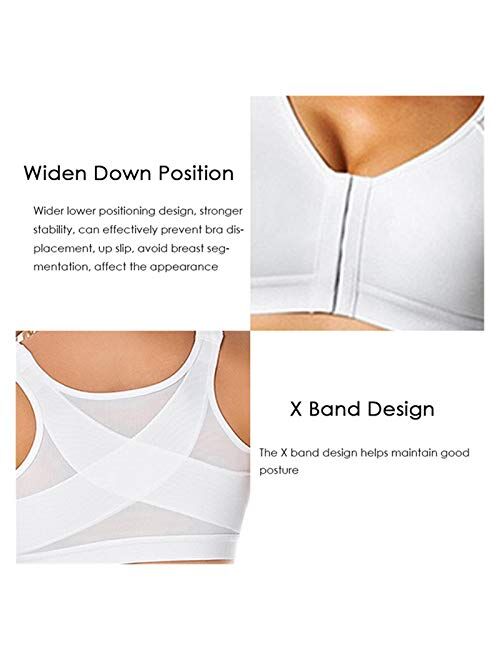 Posture Corrector Lift Up Bra Women Shockproof Sports Support Fitness Vest Bras Breathable Underwear Cross Back Corset Bra (Color : Beige, Size : Large)