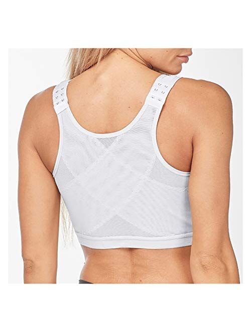 Posture Corrector Lift Up Bra Women Shockproof Sports Support Fitness Vest Bras Breathable Underwear Cross Back Corset Bra (Color : Beige, Size : Large)