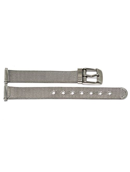 Stainless Steel Women's 12-16MM Silver MESH Vintage Buckle Watch Band Strap