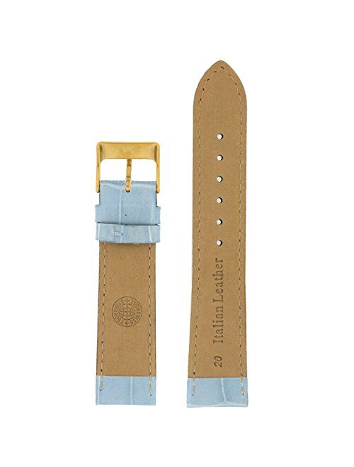 Watch Band Blue Genuine Leather Crocodile Grain 26 millimeter Tech Swiss