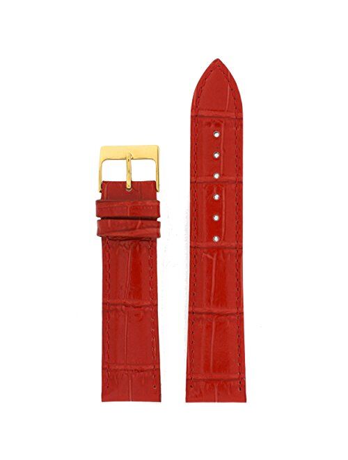 Watch Band Red Genuine Leather Crocodile Grain 22 millimeter Tech Swiss