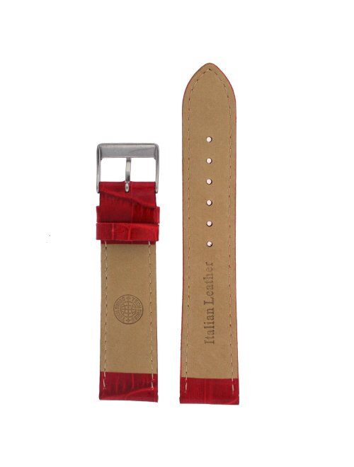 Watch Band Red Genuine Leather Crocodile Grain 24 Millimeter Tech Swiss