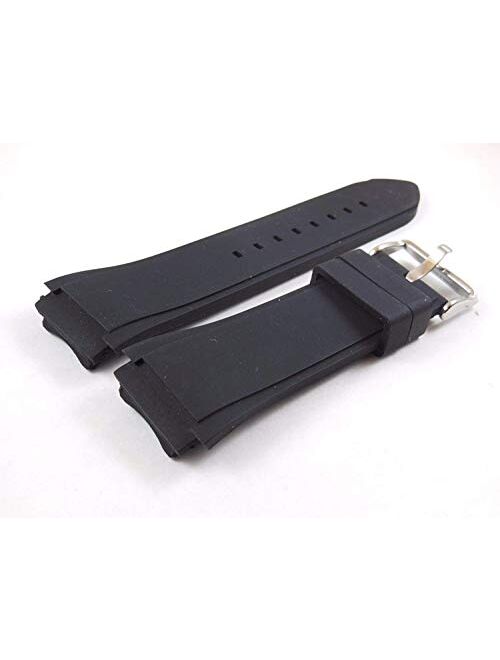 Compatible Black Rubber Watch Strap Band