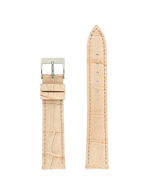 16mm Watch Band Champagne Pink Genuine Leather Crocodile Grain