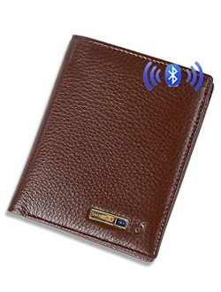 Smart LB Smart Anti-Lost Wallet with Tracker Alarm, Bluetooth, Position Record (via Phone GPS), Bifold Cowhide Leather Purse (Black,Horizontal)