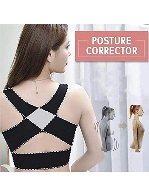 2in1 Kyphosis Correction Bra, Women's Seamless Front Buckle Support Bra, Invisible Back Posture Corrector Full Coverage Push Up Wireless Bra 2pcs (M)