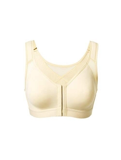 SAMCBANDU Front Closure Bras for Women, Plus Size Support Posture Corrector Cross Back Push Up Bra Everyday Bras