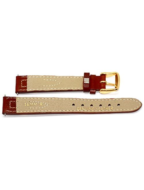 John Weitz 16mm Brown Oiled Leather Watch Band Strap W Metal Oval