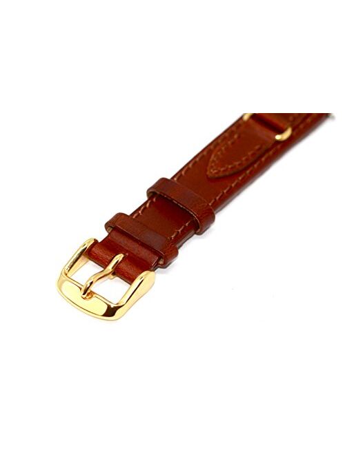 John Weitz 16mm Brown Oiled Leather Watch Band Strap W Metal Oval