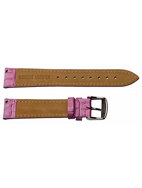 16mm 2 Piece Ss Leather Classic Croco Grain Solid Purple Interchangeable Replacement Watch Band Strap