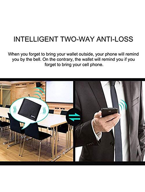 Smart LB Anti-Lost Wallet With Tracker Bifold Cowhide Leather Purse with Alarm, Bluetooth, Position Record (via Phone GPS)