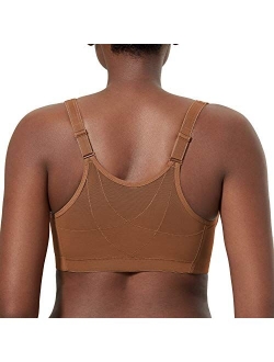 LAUDINE Women's Front Closure Wireless Back Support Full Coverage Posture Bra