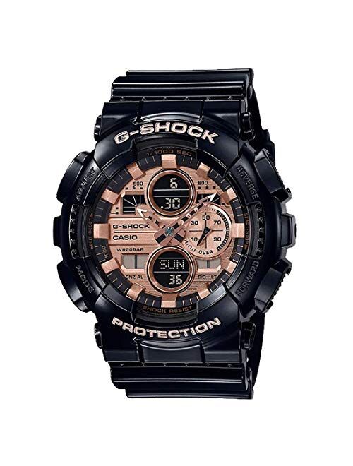 Men's Casio G-Shock Analog-Digital Rose Gold Dial Black Resin Strap Watch GA140GB-1A2