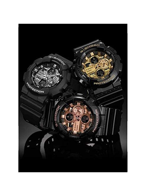 Men's Casio G-Shock Analog-Digital Rose Gold Dial Black Resin Strap Watch GA140GB-1A2