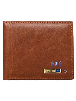 Smart LB Anti-Lost Bluetooth Wallet with Tracker Alarm, Position Record (via Phone GPS), Multi-Functional Bifold Cowhide Leather Purse, Credit Card Wallet (Black)