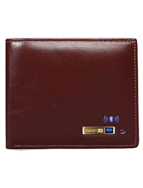 Smart LB Anti-Lost Bluetooth Wallet with Tracker Alarm, Position Record (via Phone GPS), Multi-Functional Bifold Cowhide Leather Purse, Credit Card Wallet (Black)