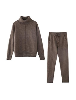 TAOVK Woolen Cashmere Women Sweaters Suits 2 Piece Outfits knitted lounge set