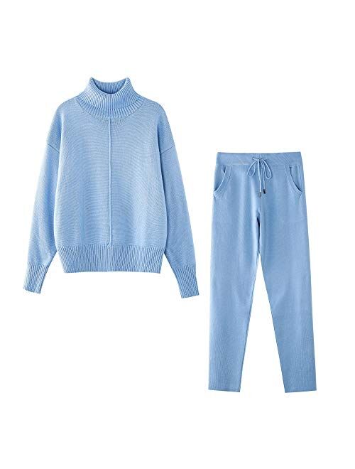 TAOVK Woolen Cashmere Women Sweaters Suits 2 Piece Outfits knitted lounge set