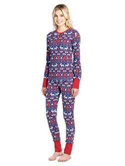 Ashford & Brooks Women's Fitted Thermal Waffle lounge set & Sleep Body Thermal Wear