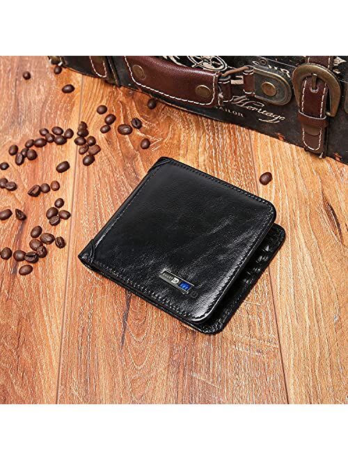 Smart LB Smart Anti-Lost Wallet Bluetooth Tracker, Position Record (Via Phone GPS), Bifold Cowhide Leather Men Wallets Smart LB (Black)