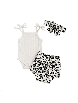 Newborn Infant Baby Girl Bow Sleeveless T-Shirt Halter Vest Tank Crop Tops Rainbow Shorts knitted lounge set 2Pcs Summer Clothes