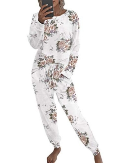 Womens Two Piece Pajamas Set Long Sleeve Sweatshirt with Long Pants Sleepwear with knitted lounge set