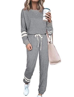 Womens Two Piece Pajamas Set Long Sleeve Sweatshirt with Long Pants Sleepwear with knitted lounge set