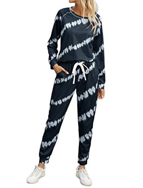 PRETTYGARDEN Women’s Two Piece Pajamas Set Long Sleeve Sweatshirt with Long Pants Sleepwear with knitted lounge set