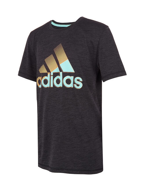 Adidas Black & Green Sliced Logo Tee - Boys