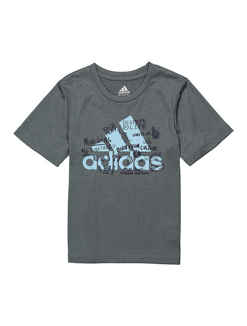 Adidas Blue Oxide Doodle Logo Tee - Boys