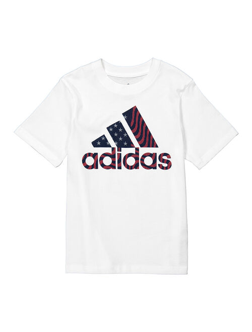 Adidas White USA Logo Tee - Boys