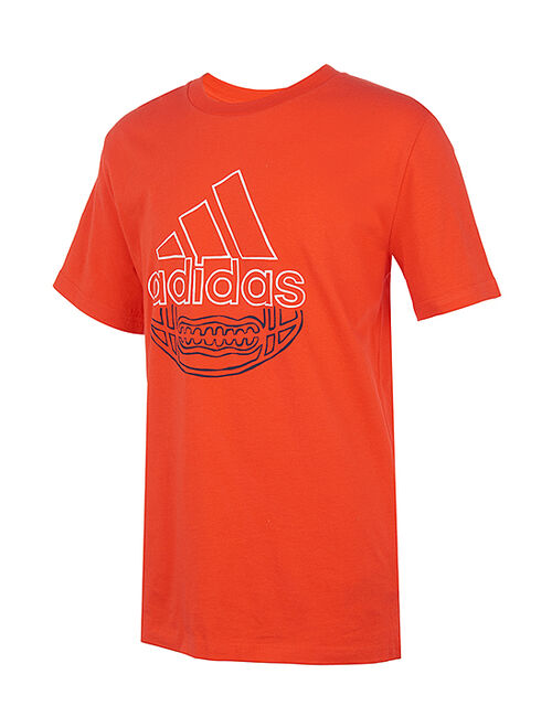 Adidas Orange-Red Sport Sketch Logo Tee - Boys