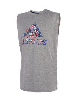 Gray & Red Patchwork Logo Sleeveless Tee - Boys