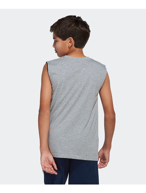 Adidas Gray & Red Patchwork Logo Sleeveless Tee - Boys