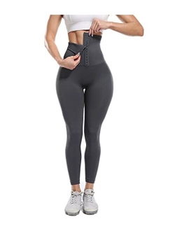 KIWI RATA Corset Leggings for Women Tummy Control Waist Trainer Cincher Pants Postpartum Compression Body Shaping Tights