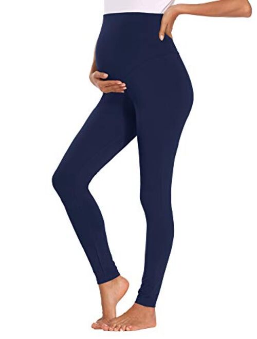 AMPOSH Women's Maternity Capri/Full Length Leggings Over The Belly Stretchy Workout Pants for Pregnancy and Postpartum