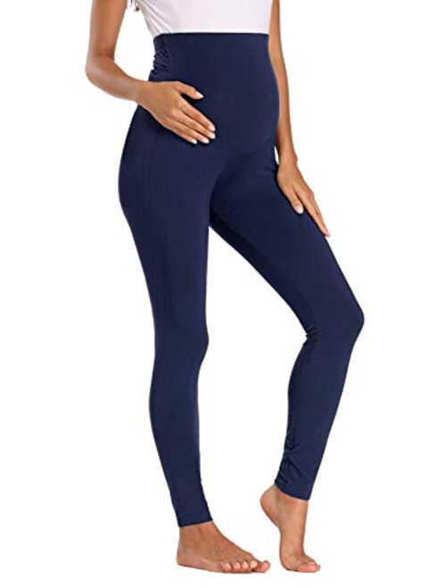 AMPOSH Women's Maternity Capri/Full Length Leggings Over The Belly Stretchy Workout Pants for Pregnancy and Postpartum